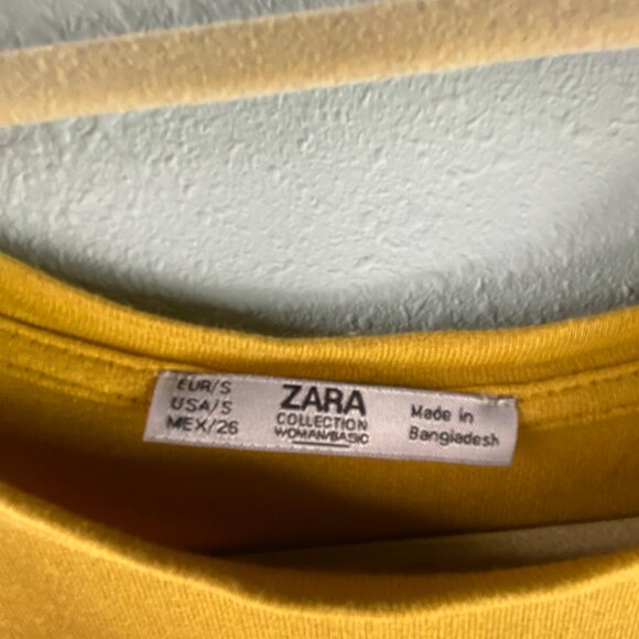 Zara Basic Mustard Yellow Side Waist Cut Out T-shirt Dress - Picture 4 of 8